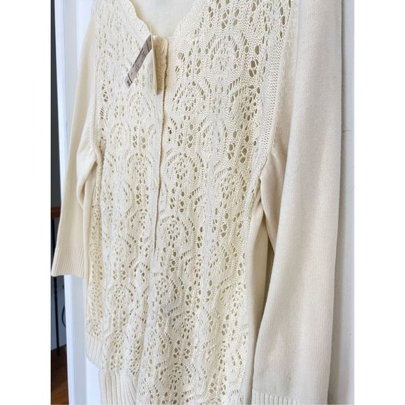 Christopher & Banks 100% Cotton Knit 3/4 Sleeves Cardigan Size XL - Picture 7 of 12